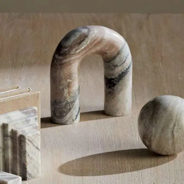 Jaqueline Marble Arch Sculpture | Brown Veined Marble Arch Sculpture Napa Home & Garden