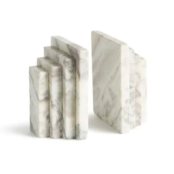 Jaqueline Marble Bookends ST/2 | Brown Veined Marble Bookends Set Napa Home & Garden