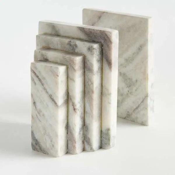 Jaqueline Marble Bookends ST/2 | Brown Veined Marble Bookends Set Napa Home & Garden