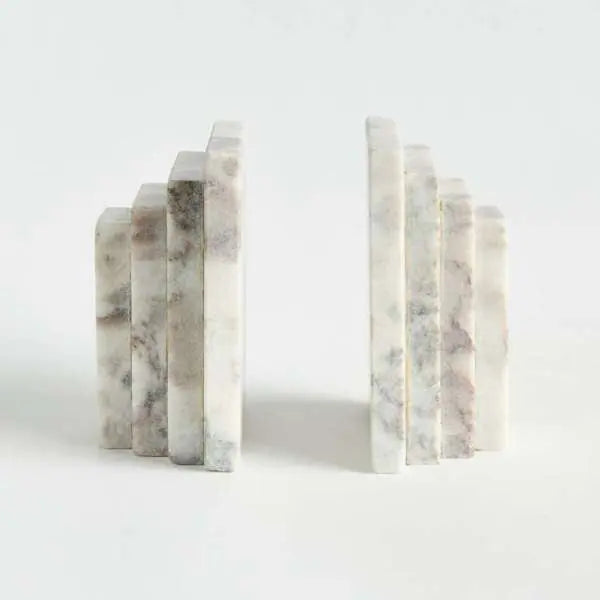 Jaqueline Natural Stone Bookends Set of 2 | Brown Veined Marble Bookends