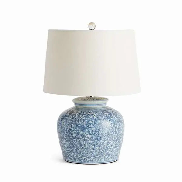 Vivian Chinoiserie Lamp - 21.75" Blue & White Porcelain & Crystal Lamp - Villa Decor & Design