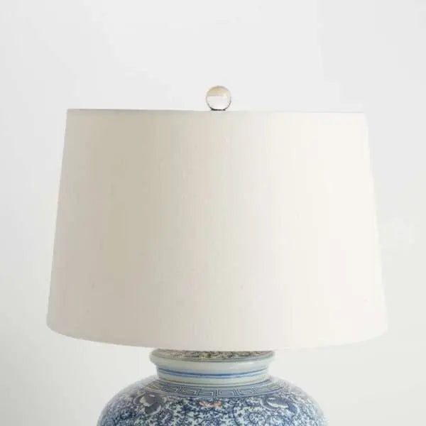 Vivian Chinoiserie Lamp - 21.75" Blue & White Porcelain & Crystal Lamp - Villa Decor & Design