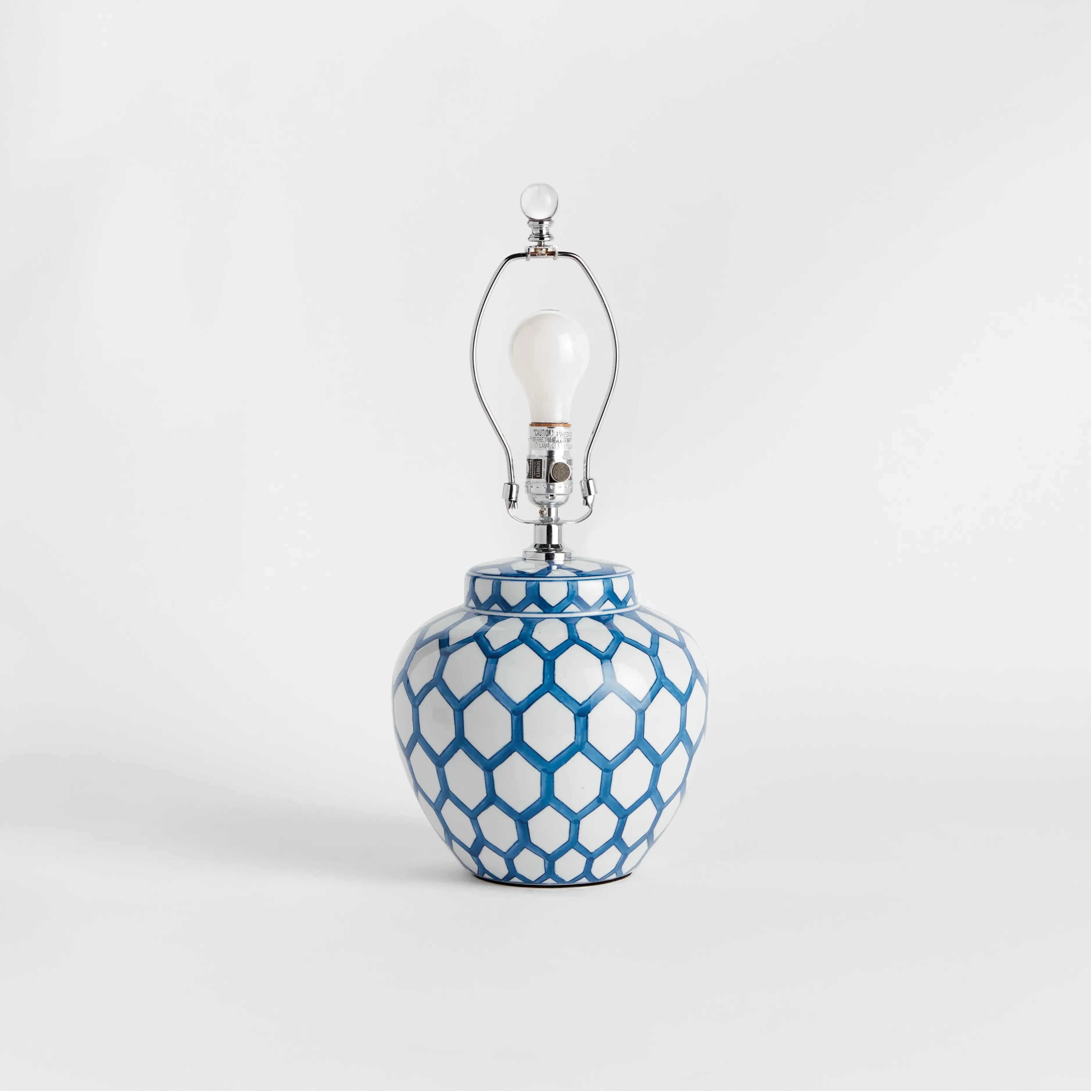 Christine Chinoiserie Lamp - Hand-Painted Blue & White Porcelain with Crystal Base Napa Home & Garden
