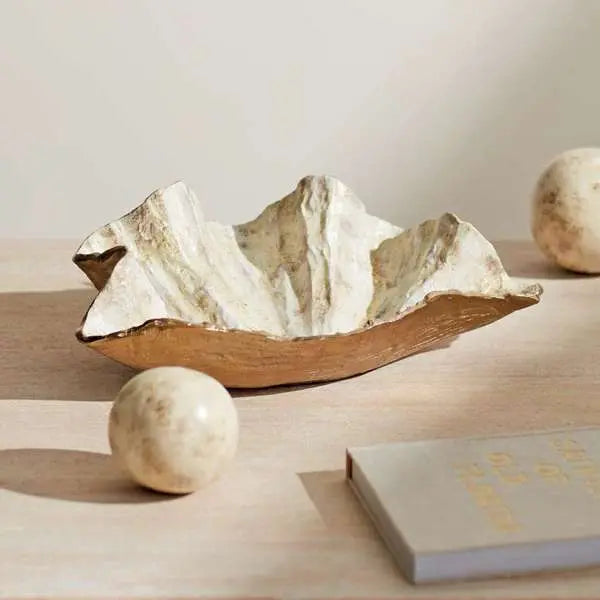 Arabella Decorative Bowl | Gold Leaf Cast Aluminum Bowl