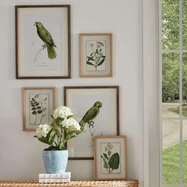 Dainty Flora & Fauna Study - Set of 9 Linen-Wrapped Botanical Prints - Villa Decor & Design