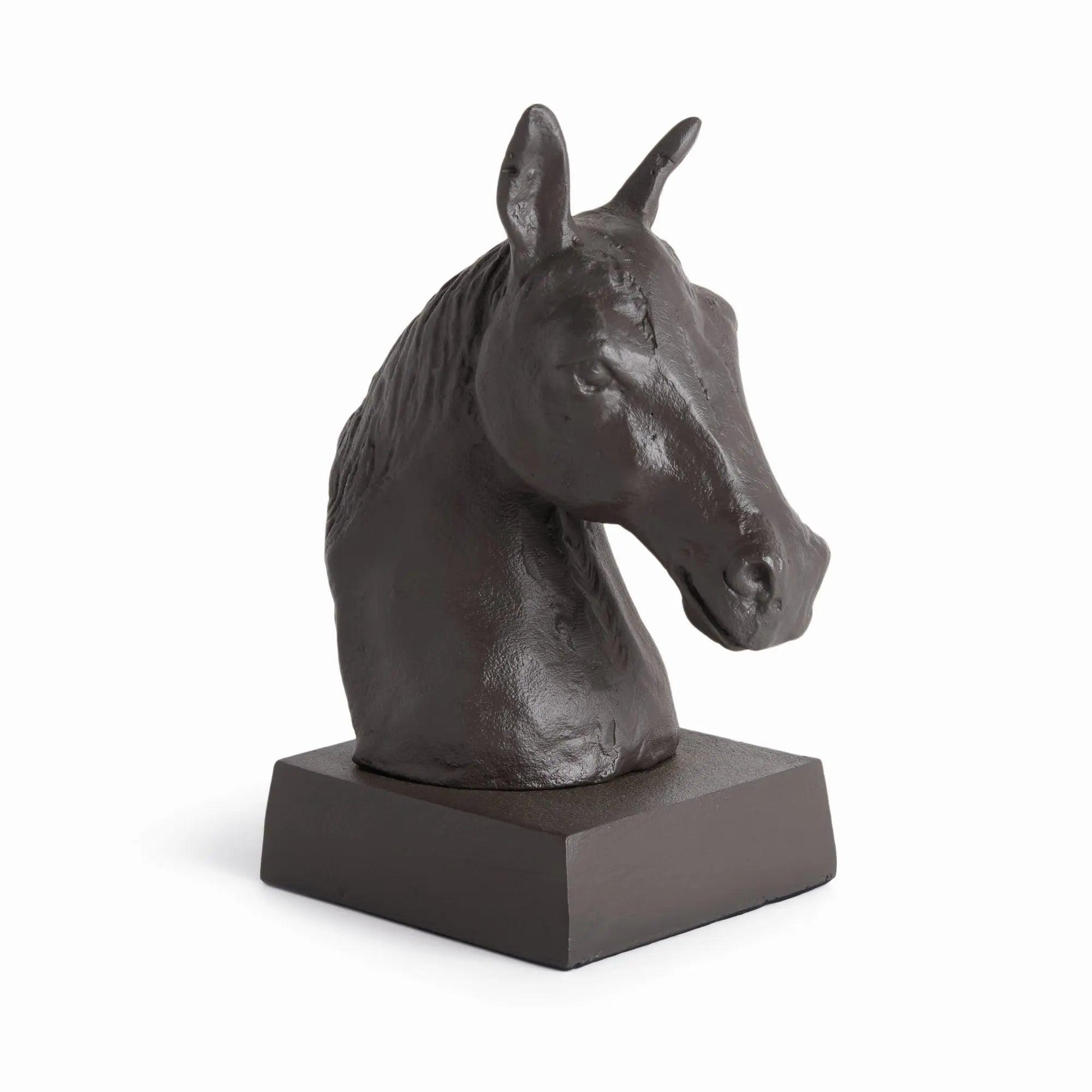 Horse Head Sculpture - Matte Black Bronze Cast Aluminum Bust - Villa Decor & Design