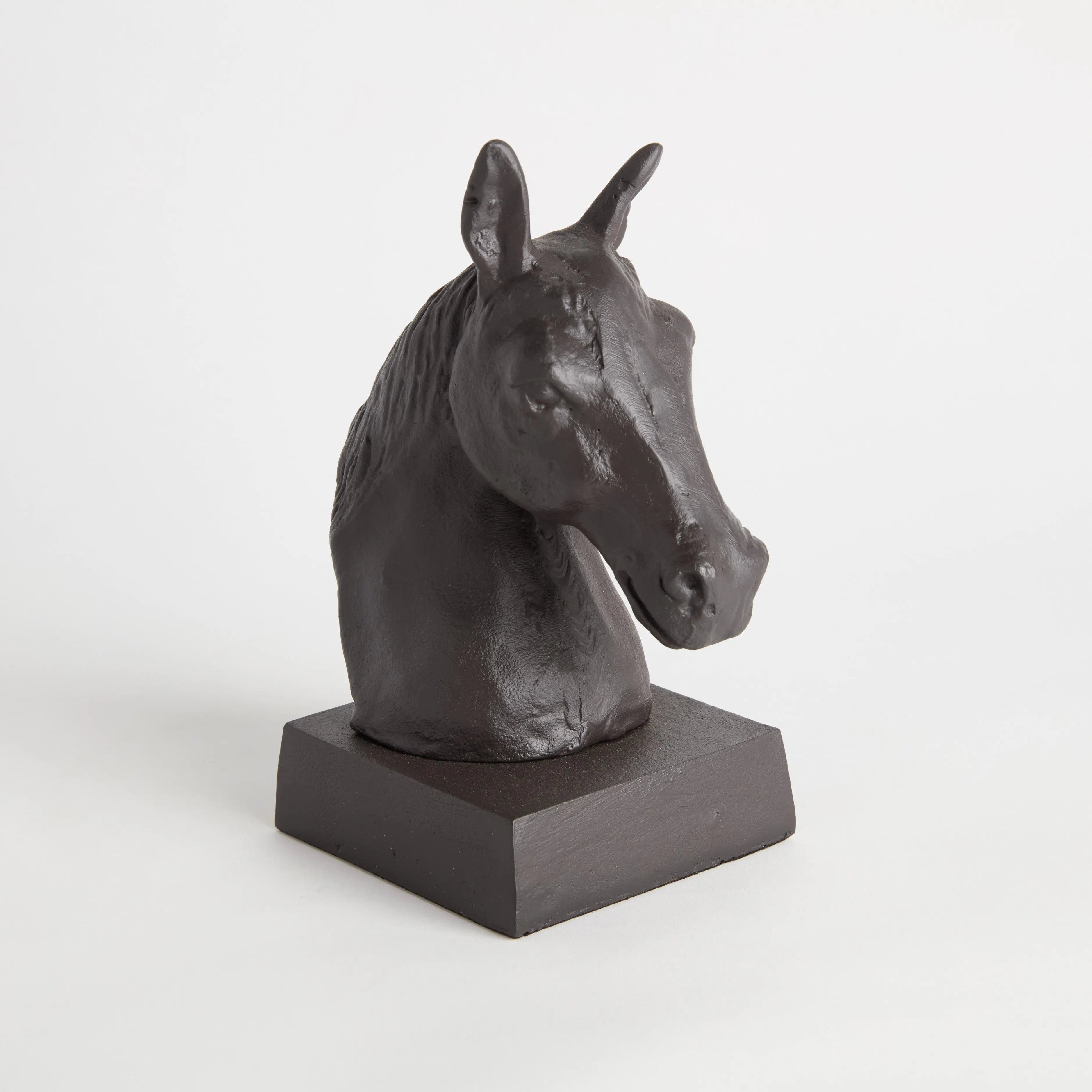 Horse Head Sculpture - Matte Black Bronze Cast Aluminum Bust - Villa Decor & Design