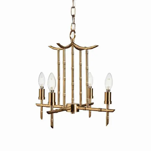 Trion Pendant - Brass Bamboo-Inspired Chinoiserie Light - Villa Decor & Design