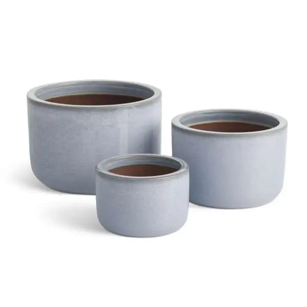 Aylin Pot Set - Set of 3 Blue Reactive Glaze Earthenware - Villa Decor & Design