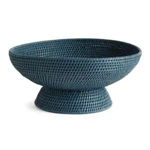 Burma Rattan Offering Bowl in Dark Blue