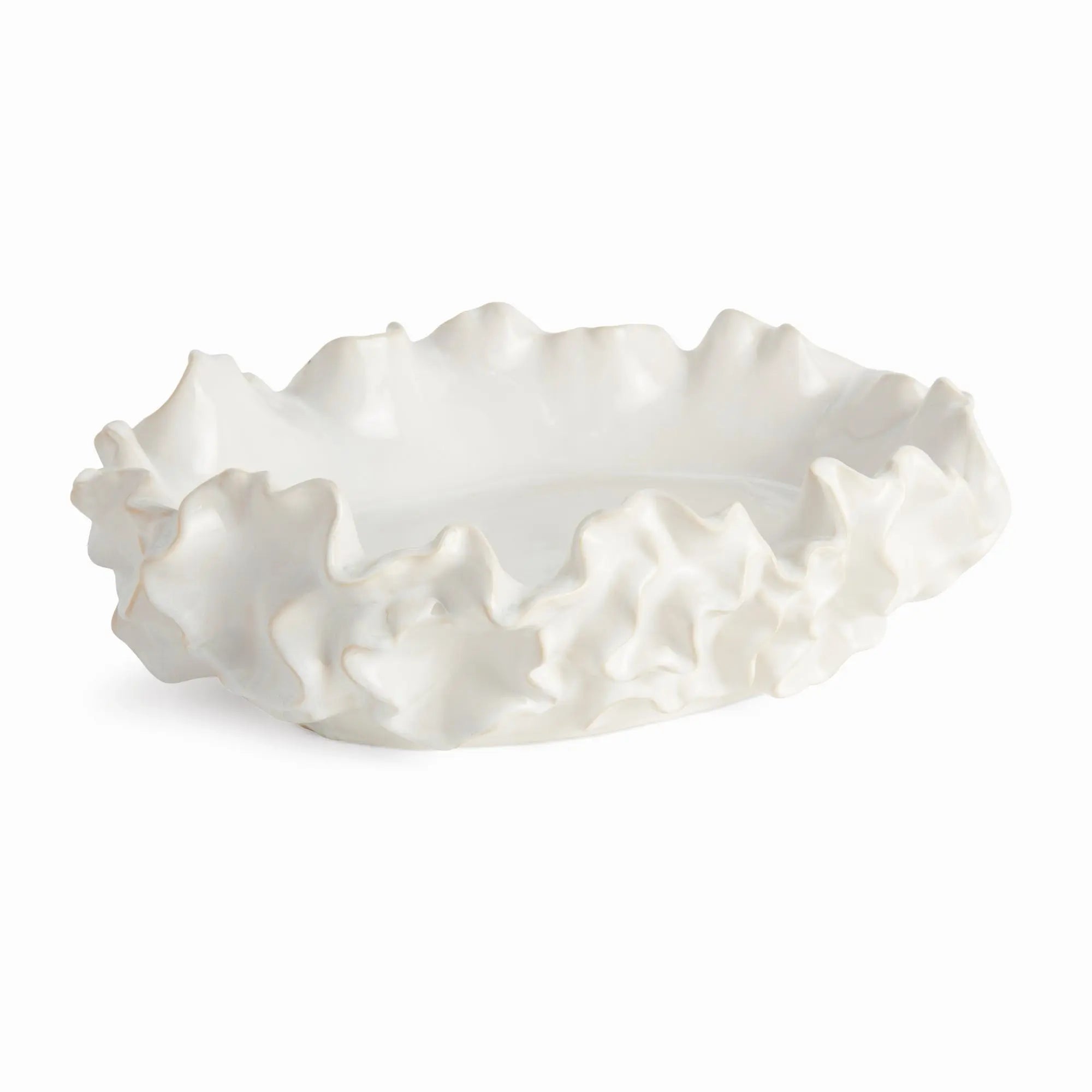 Camilla Ruffled Decorative Bowl - Handcrafted Stoneware Statement Piece (2 Sizes & 2 Colors) - Villa Decor & Design