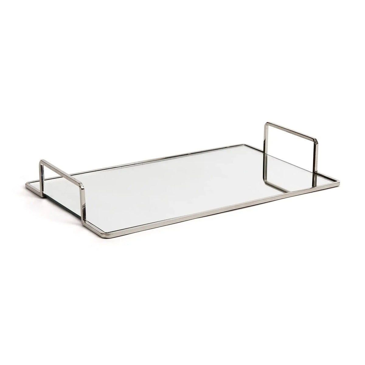 Covina small nickel-tone mirrored tray, plain view