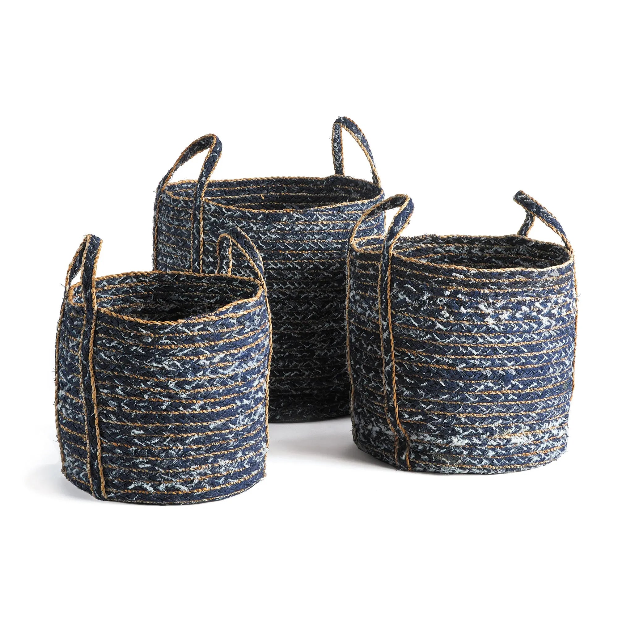 DENIM ROUND BASKETS, SET OF 3 Villa Decor & Design