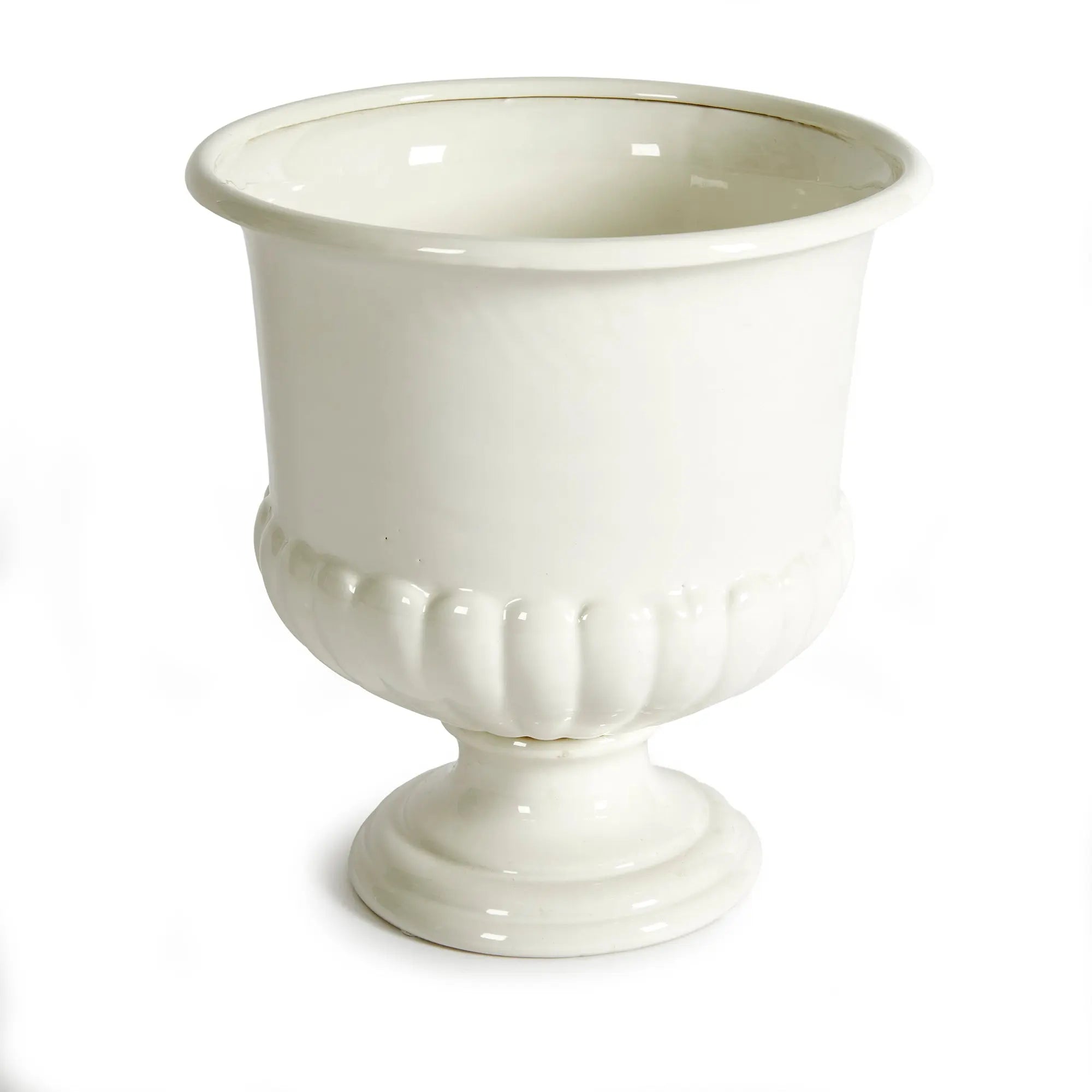 Mirabelle Decorative Pedestal Bowl in classic white clay - SMALL