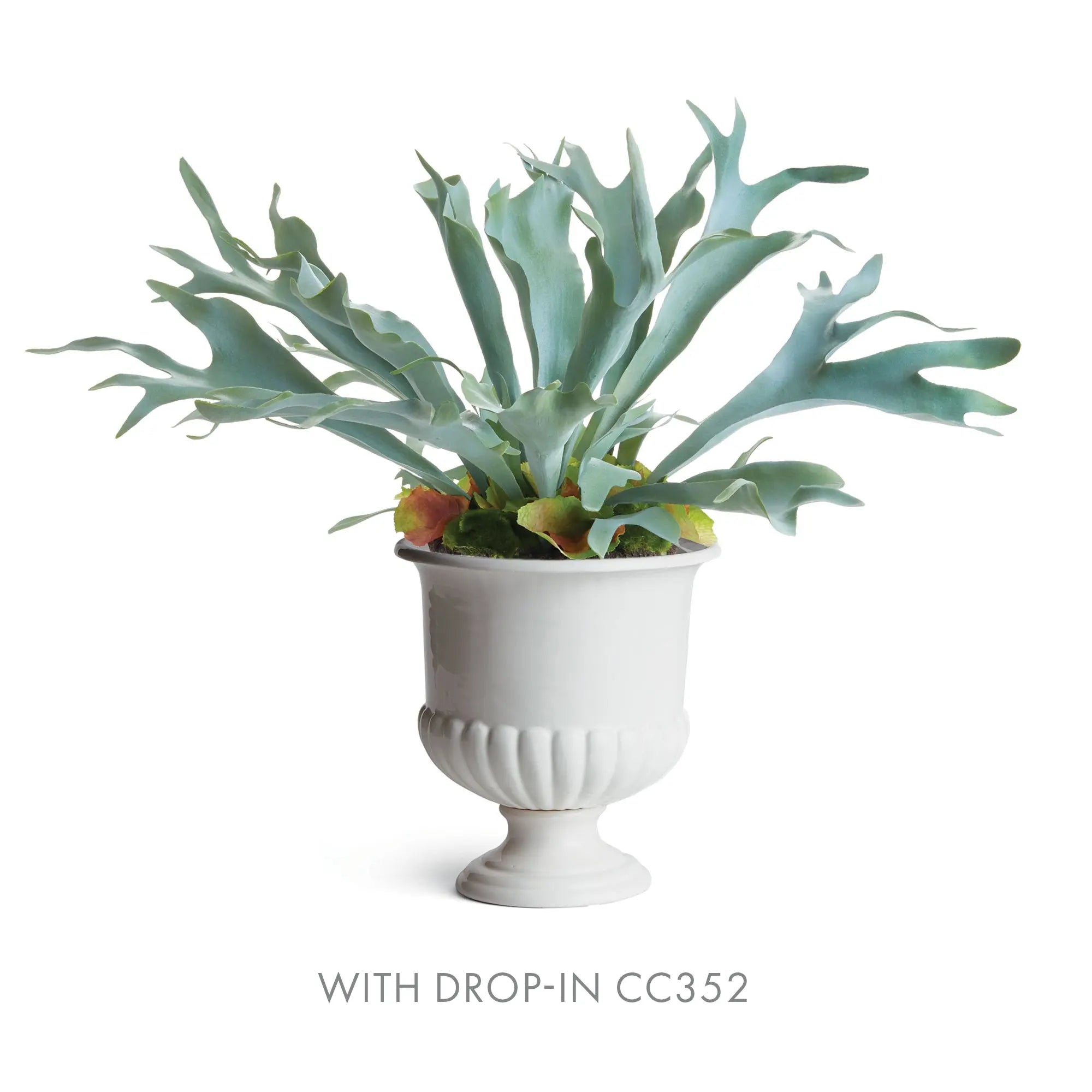 Mirabelle Decorative Pedestal Bowl in classic white clay - SMALL