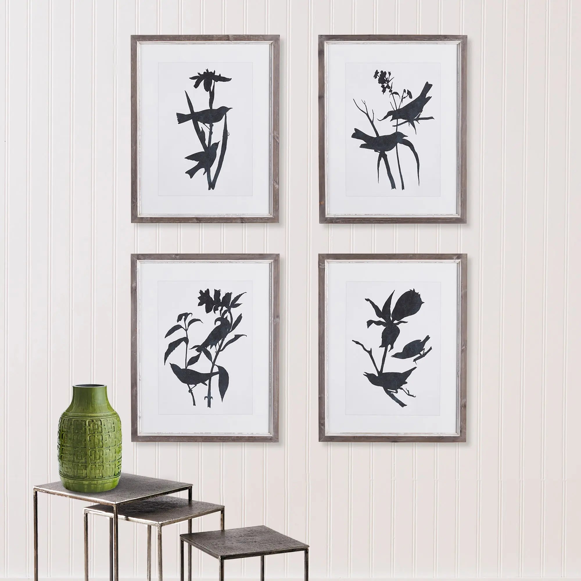 BIRD SILHOUETTE PRINTS, SET OF 4 Villa Decor & Design