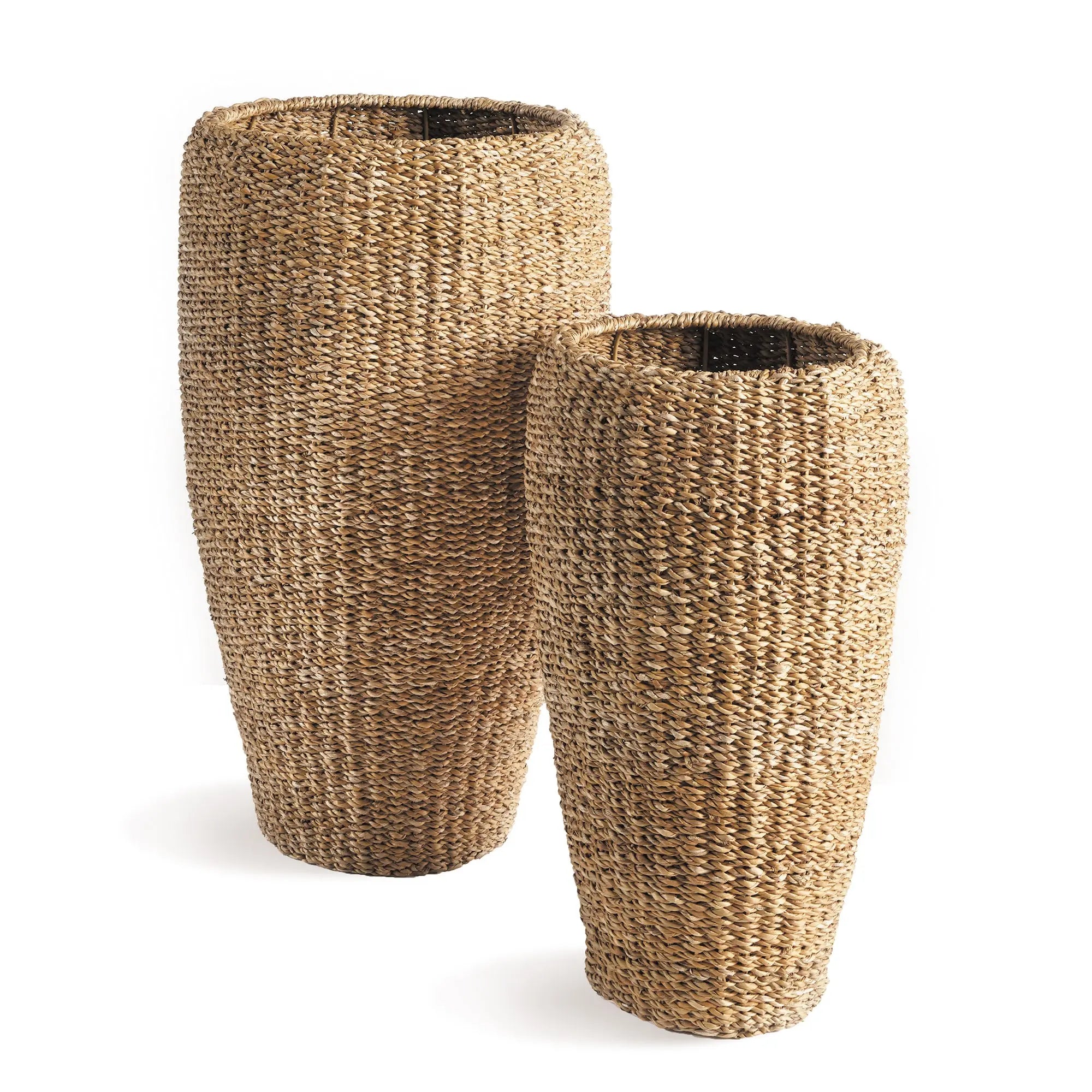 SEAGRASS TALL ROUND PLANTERS, SET OF 2 Villa Decor & Design