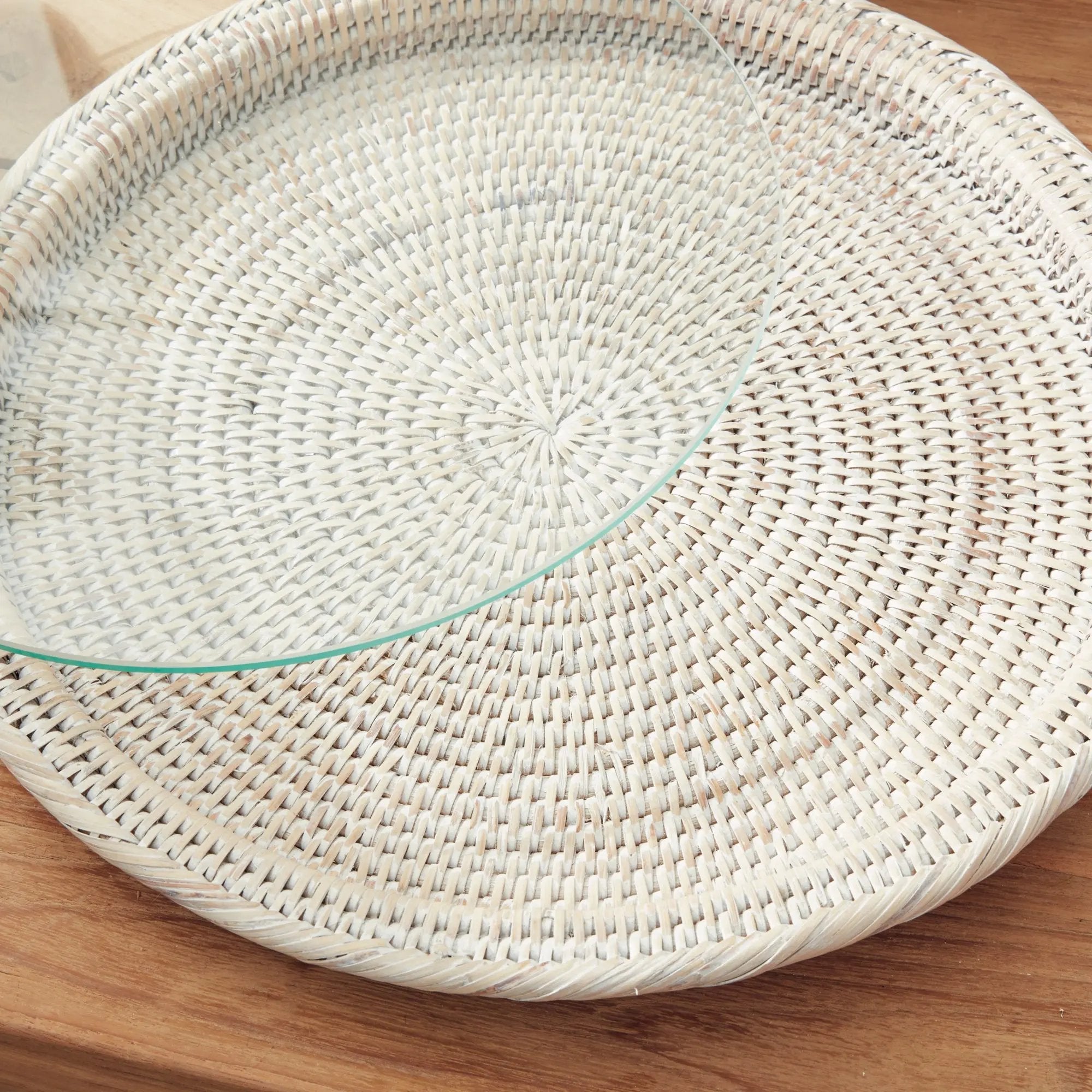 Burma Rattan Serving Platter - Handwoven with Glass Insert Napa Home & Garden