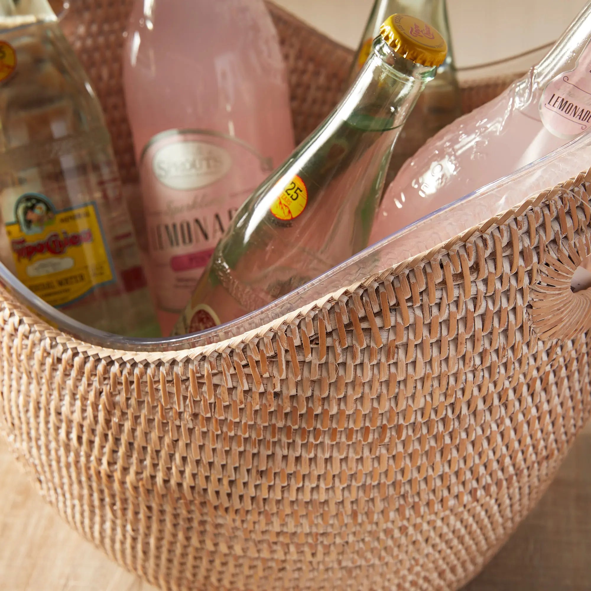 Burma Rattan Beverage Tub - Whitewash | LARGE