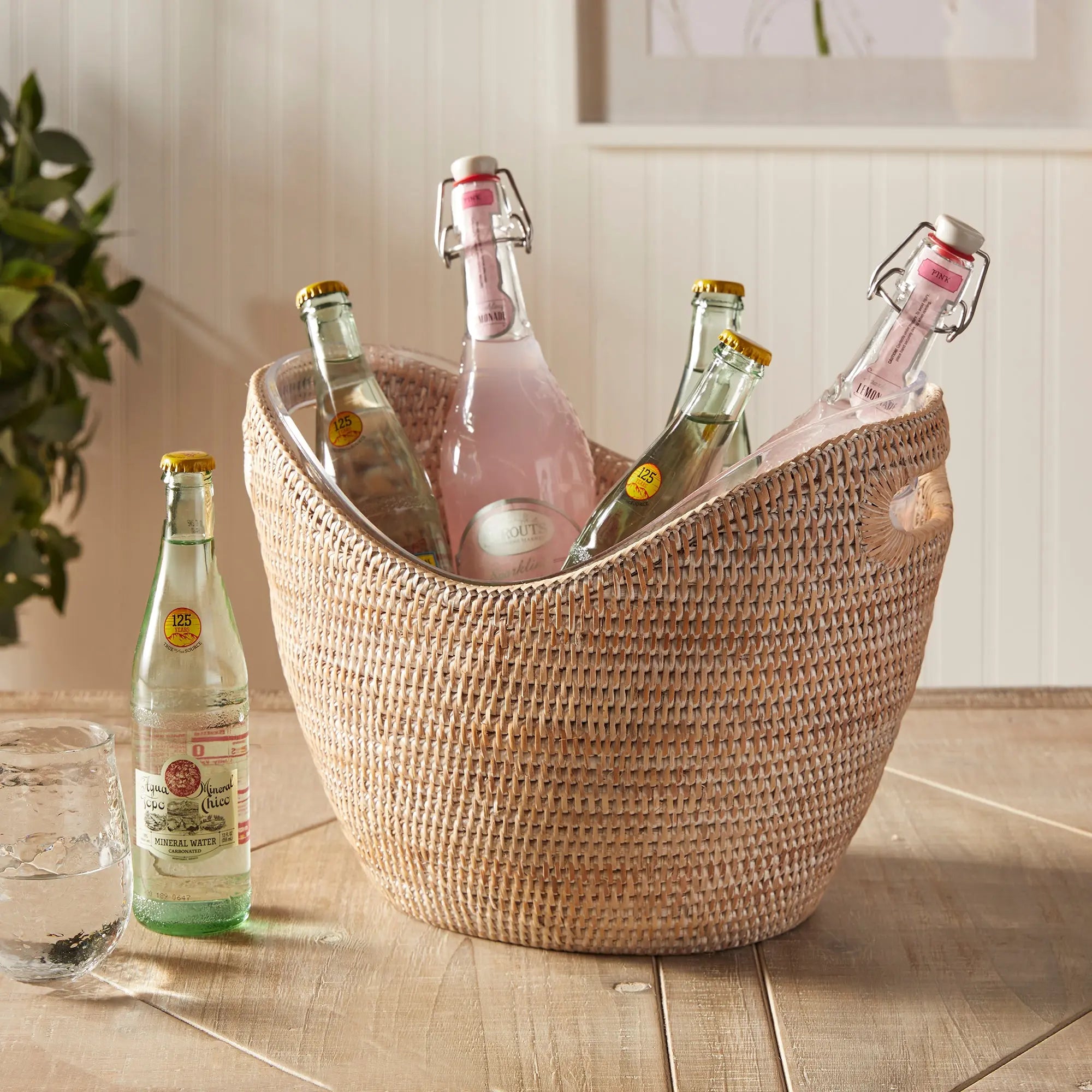 Burma Rattan Beverage Tub - Whitewash | LARGE