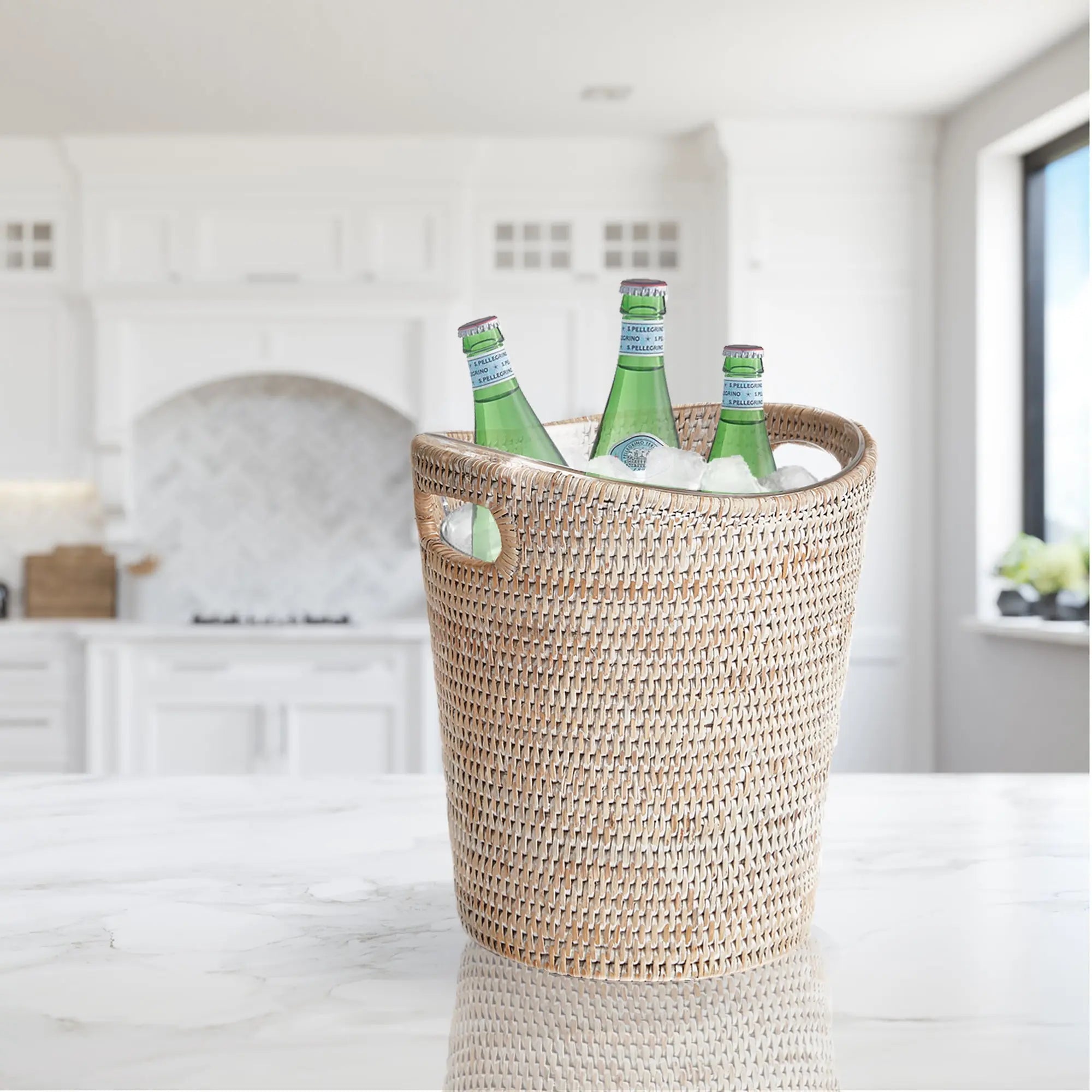 Burma Rattan Beverage Tub - Whitewash | SMALL