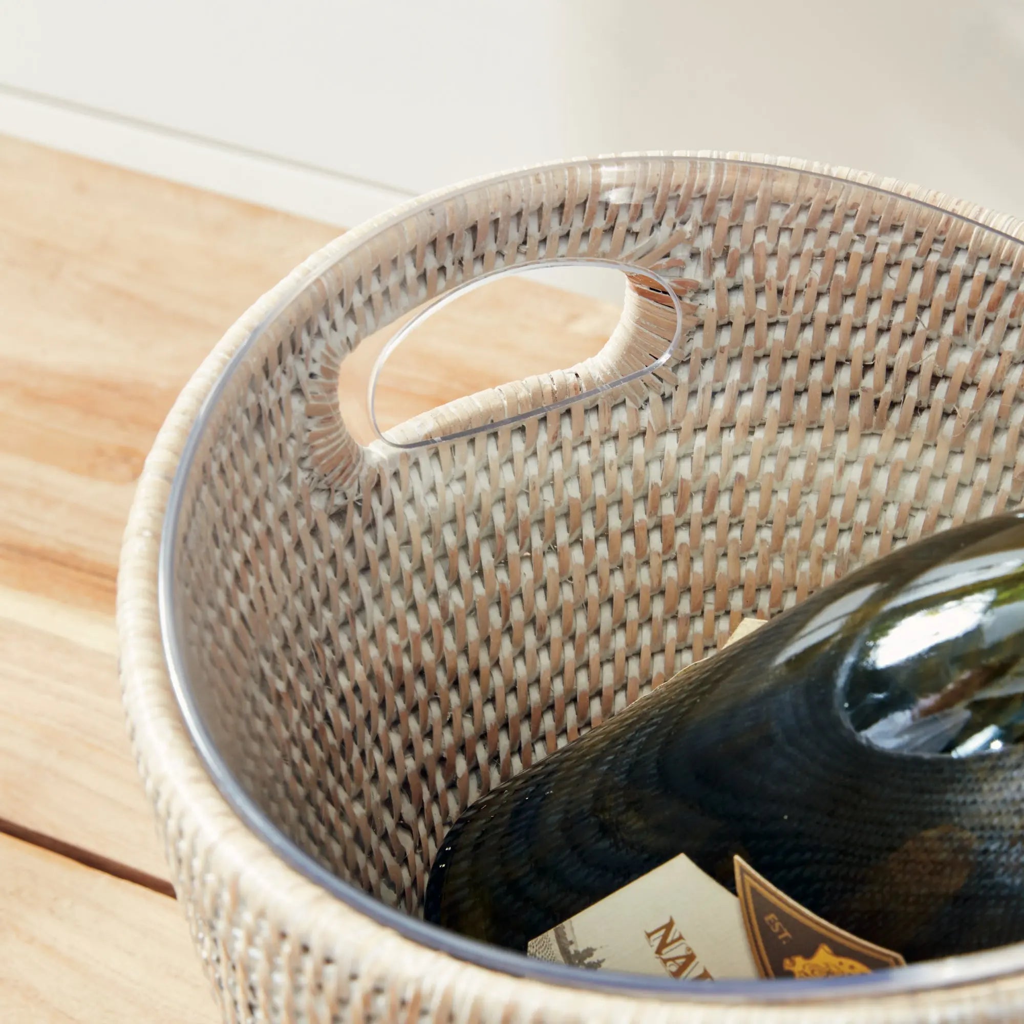Burma Rattan Beverage Tub - Whitewash | SMALL