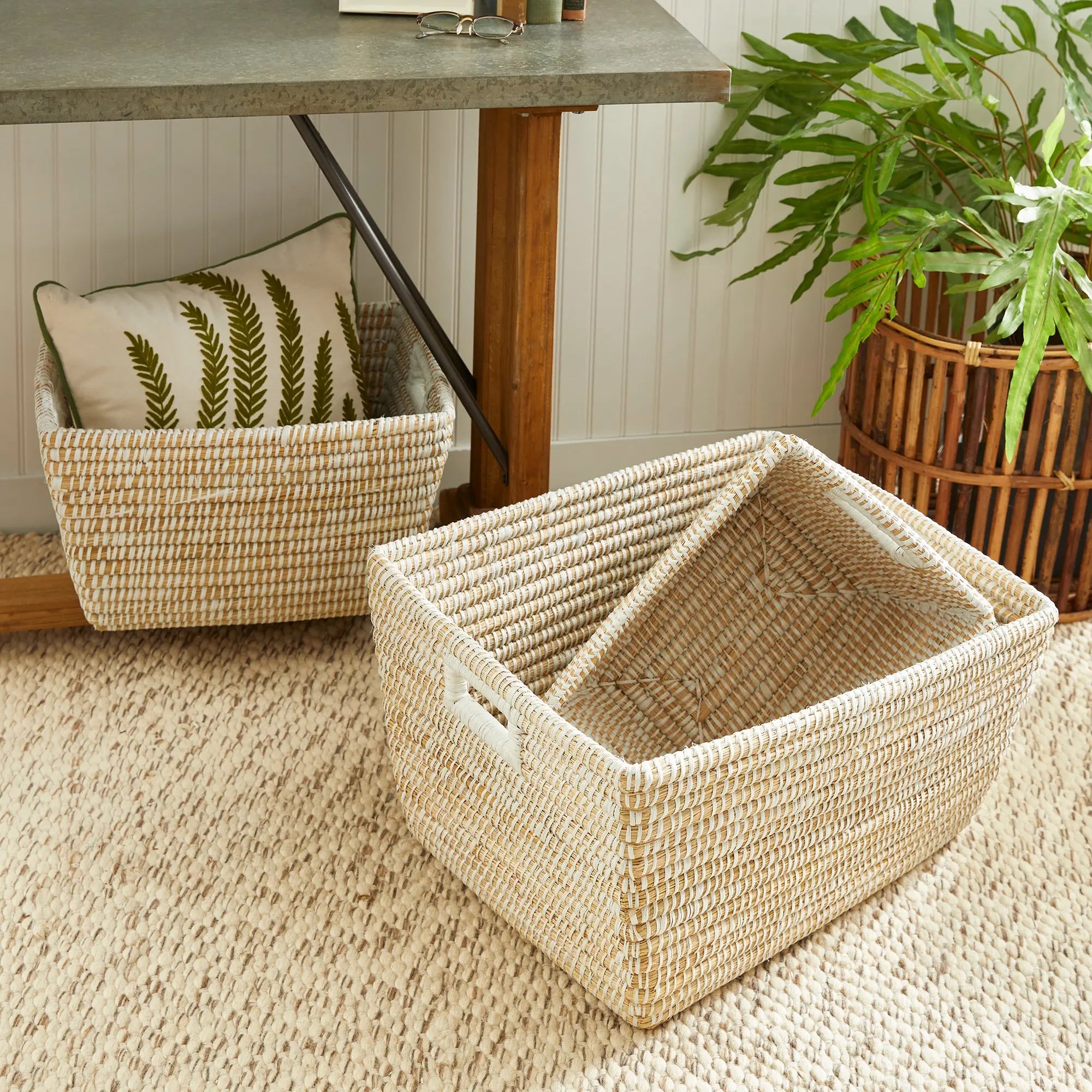 RIVERGRASS RECTANGULAR BASKETS, SET OF 3 Villa Decor & Design