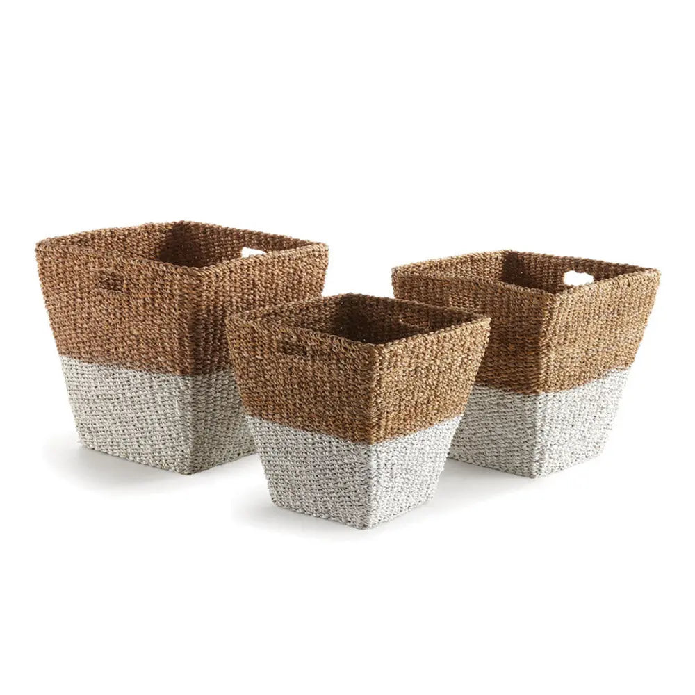 SEAGRASS RECTANGULAR STORAGE BASKETS, SET OF 3 Villa Decor & Design