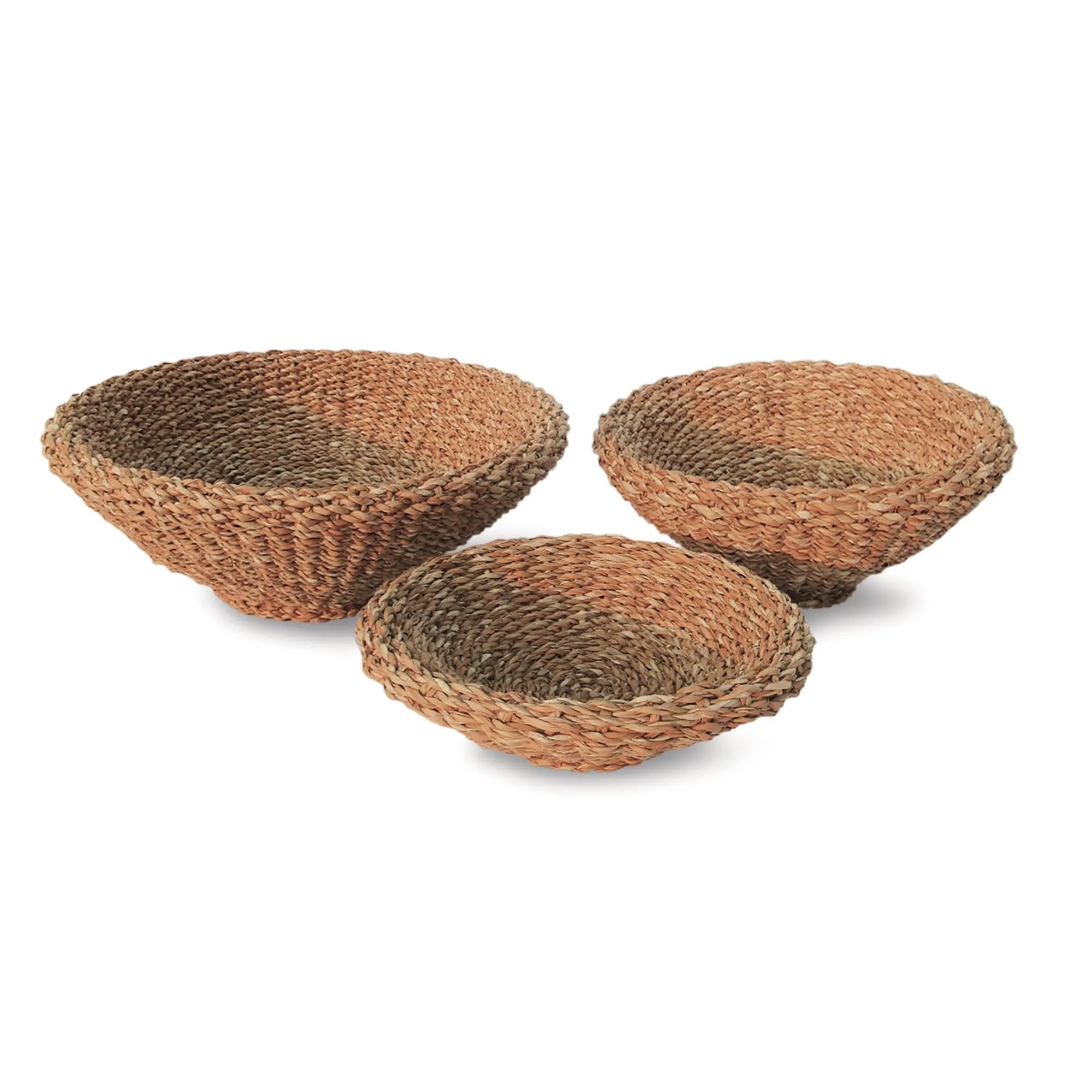 SEAGRASS SHALLOW TAPERED BASKETS, SET OF 3 Villa Decor & Design