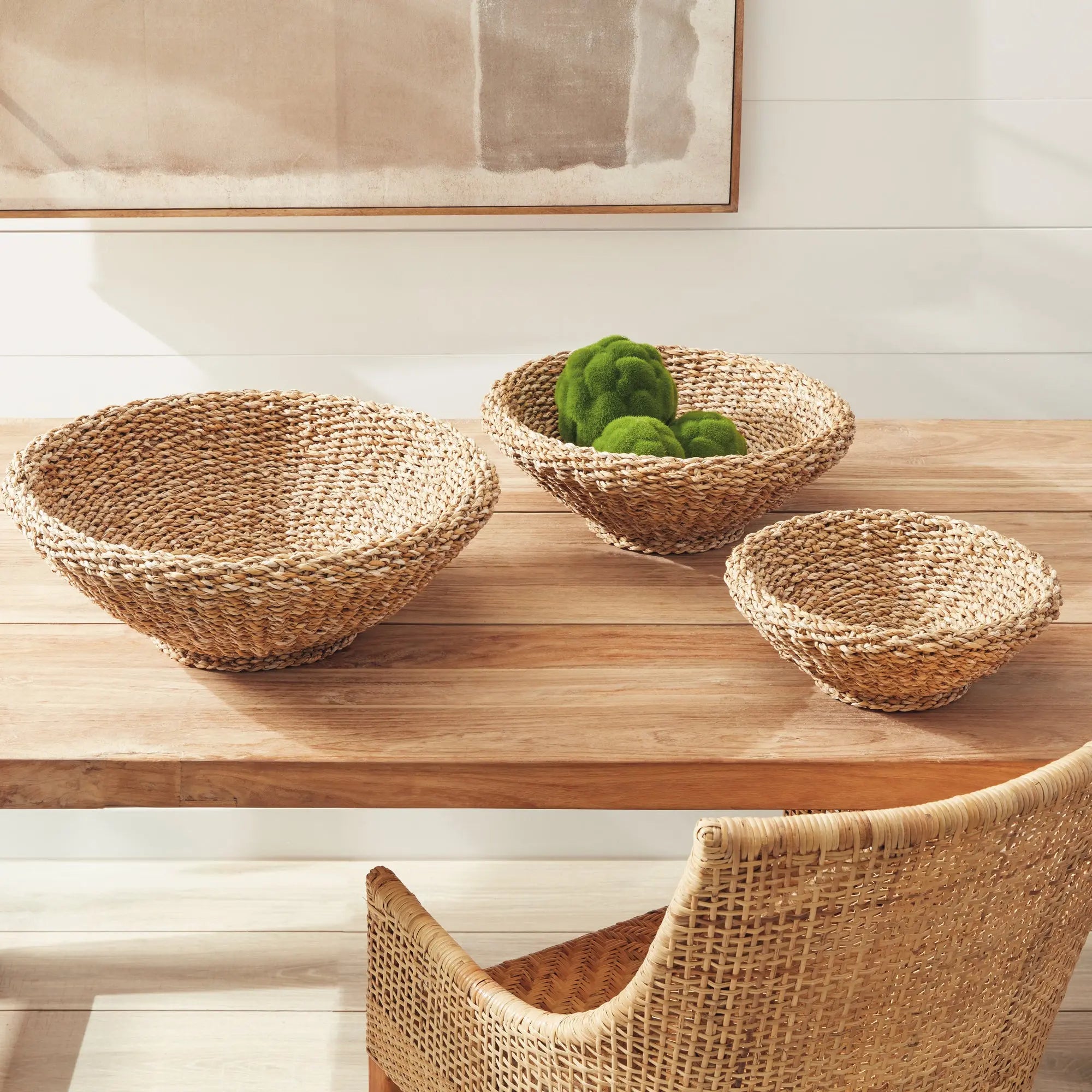 SEAGRASS SHALLOW TAPERED BASKETS, SET OF 3 Villa Decor & Design