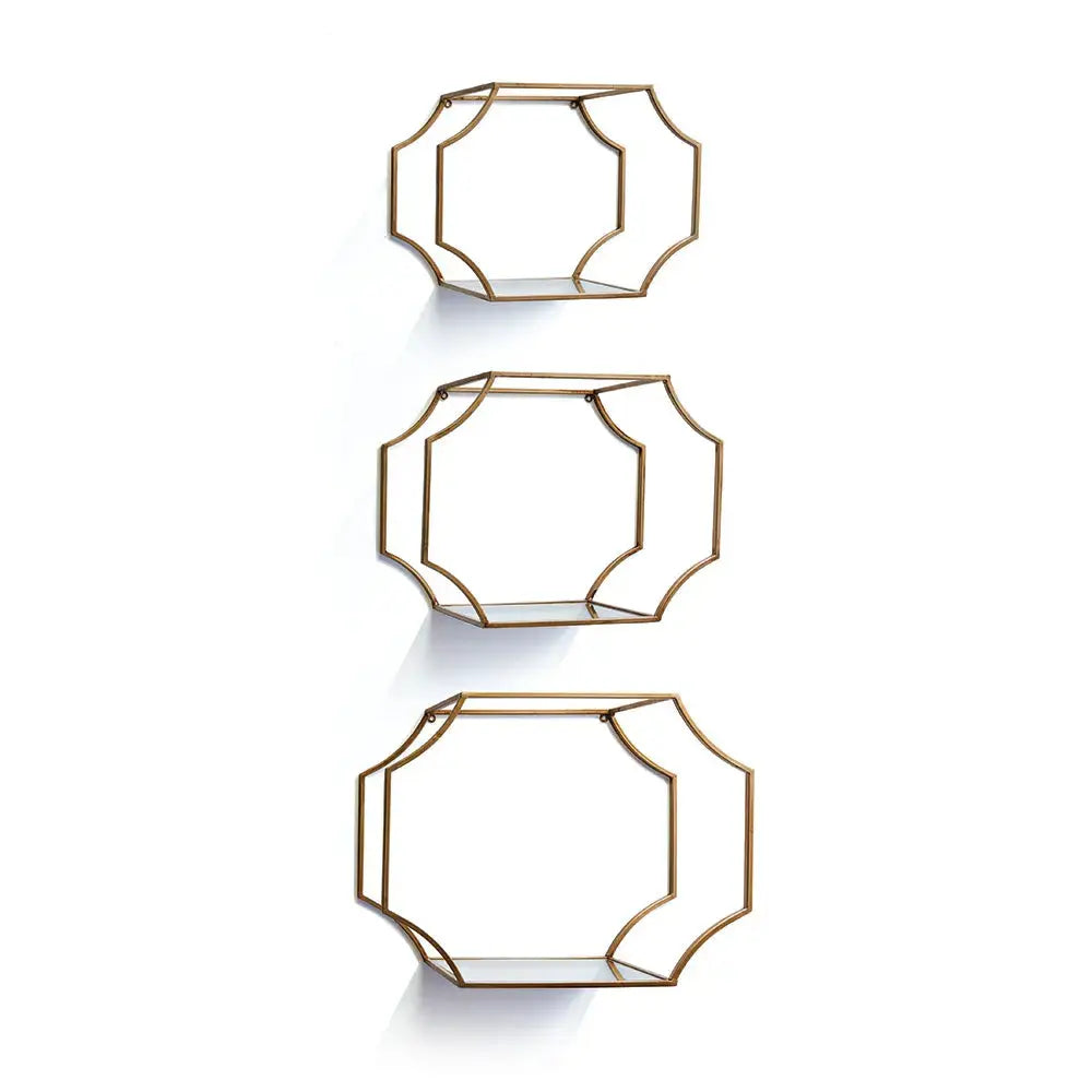 HUDSON MIRRORED WALL SHELVES, SET OF 3 Villa Decor & Design