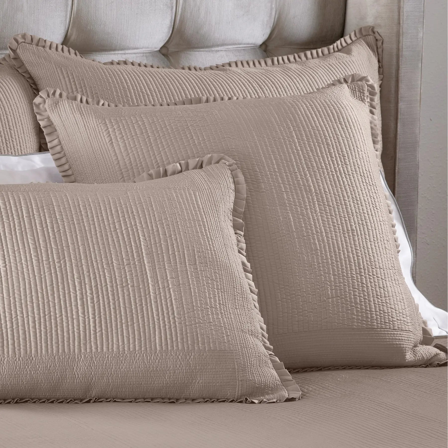 Battersea Pillow - Silk & Sensibility Quilted Ruffle Sham - Villa Decor & Design