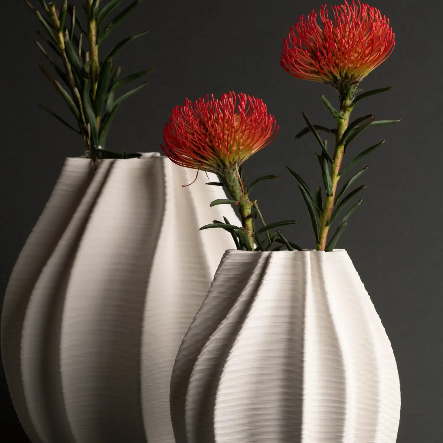 Callie Ceramic Vase - Sculptural Off-White Ridged Vessel (Small or Large) - Villa Decor & Design
