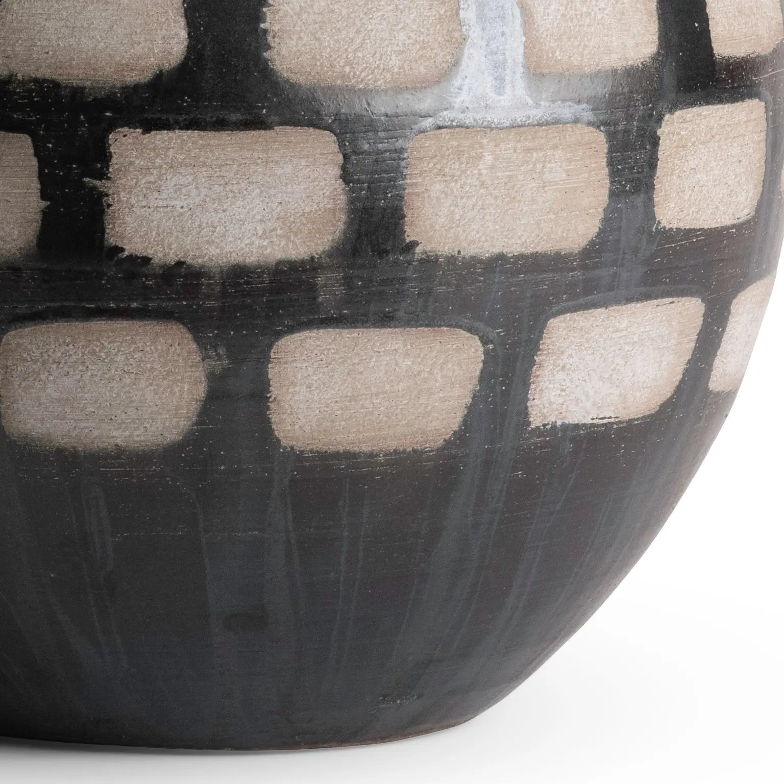 Jude Table Lamp - Handmade Black-Brown Ceramic with Linen Shade - Villa Decor & Design