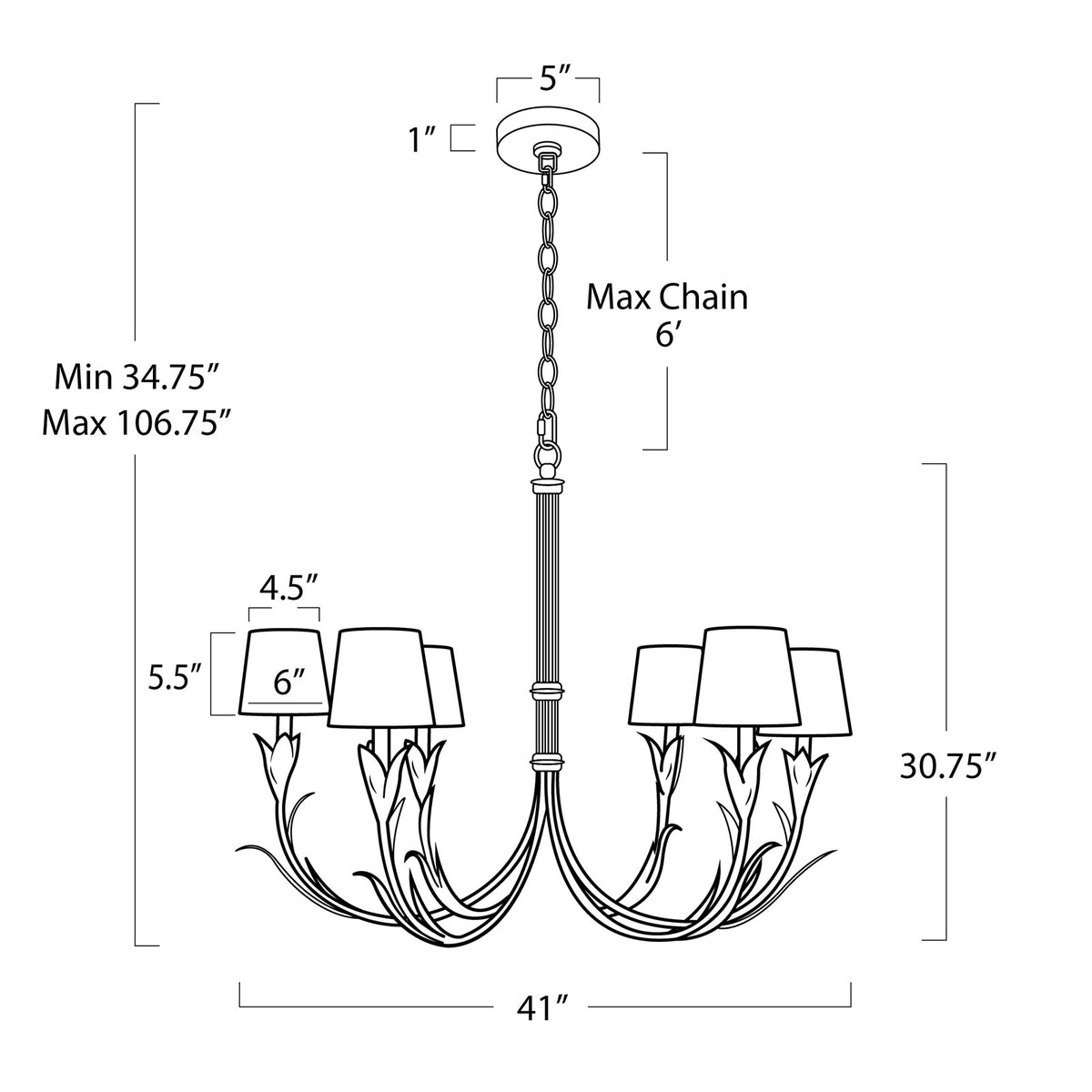 River Reed Chandelier Small – view 2