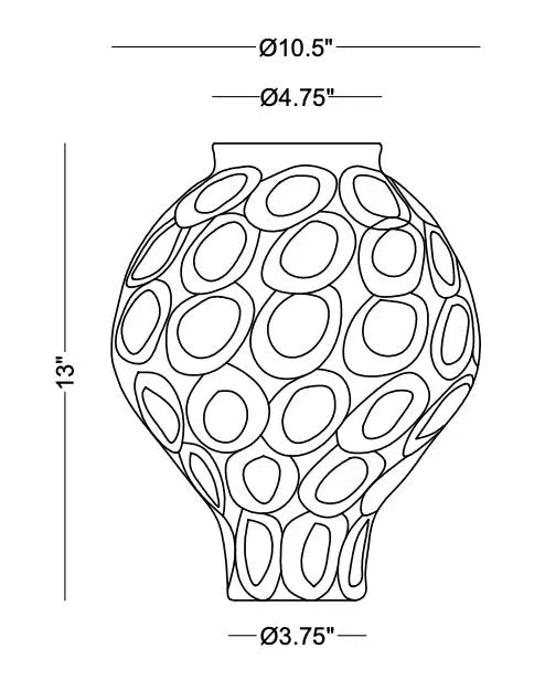 Tessa Vase - Black Circular Patterned Ceramic Vase - Villa Decor & Design