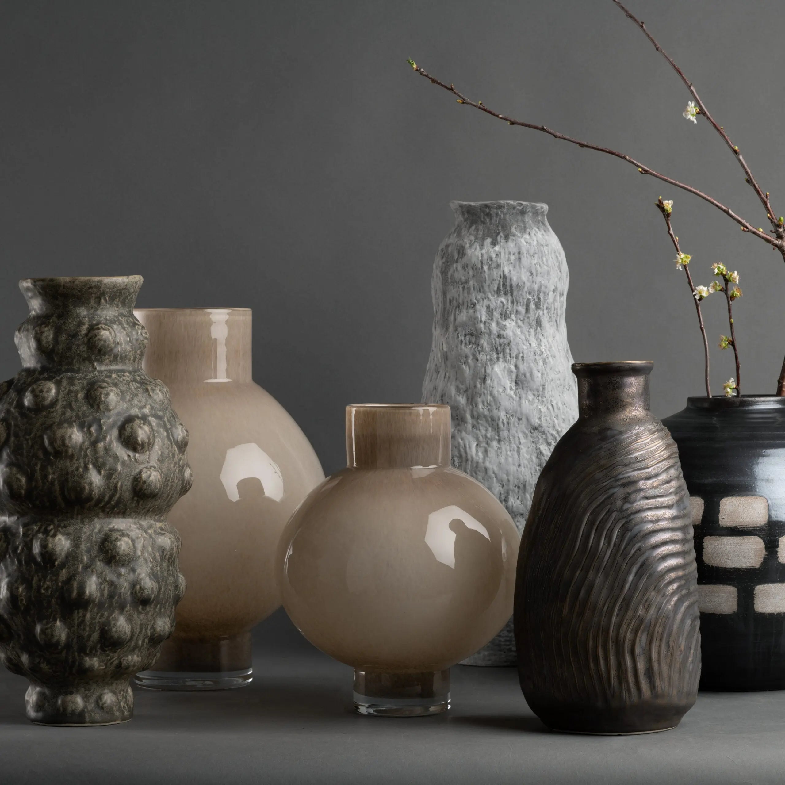 Tobias Sculptural Vase - 18" Weathered Gray & Brown Ceramic Statement Piece Flow Decor