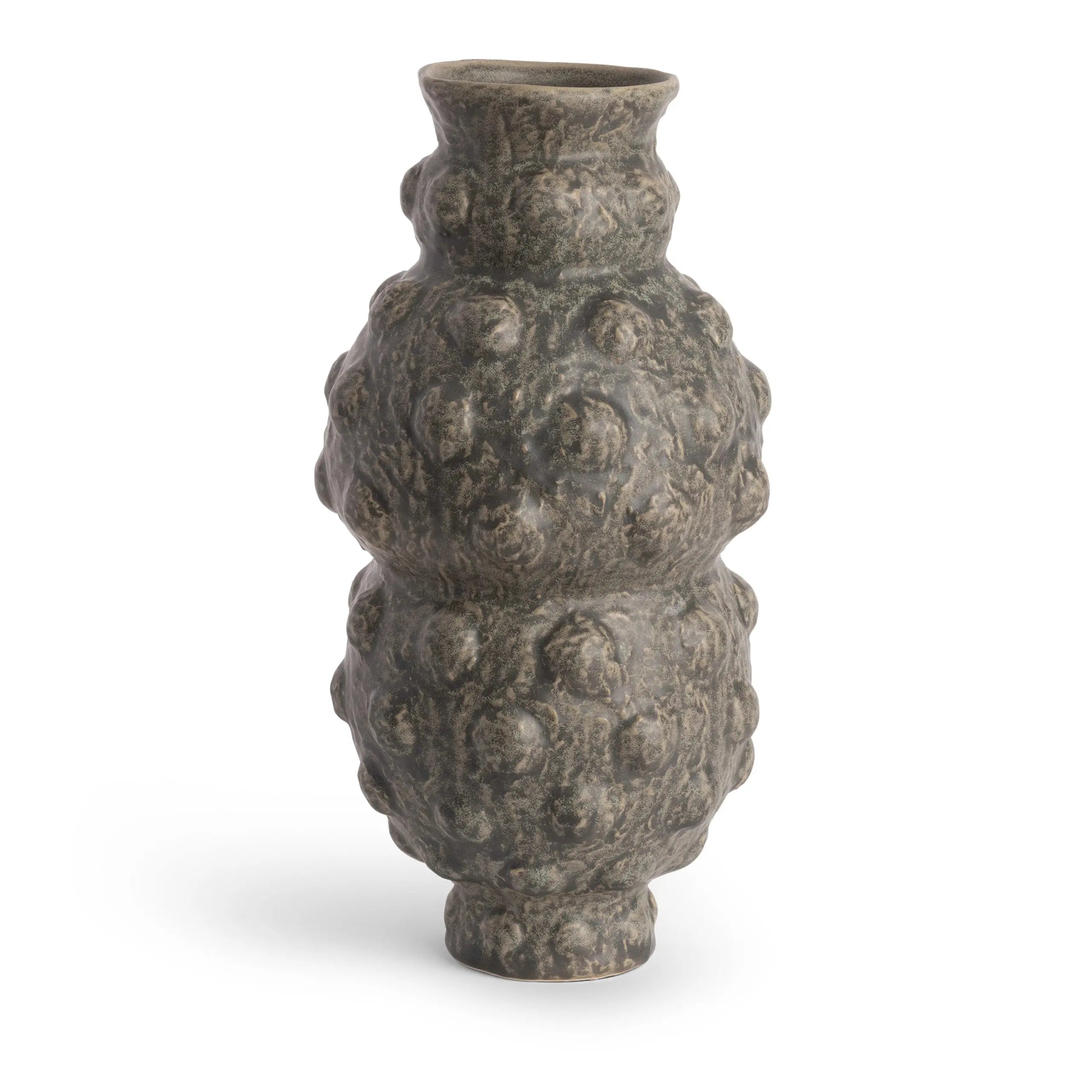 Tobias Sculptural Vase - 18" Weathered Gray & Brown Ceramic Statement Piece Flow Decor