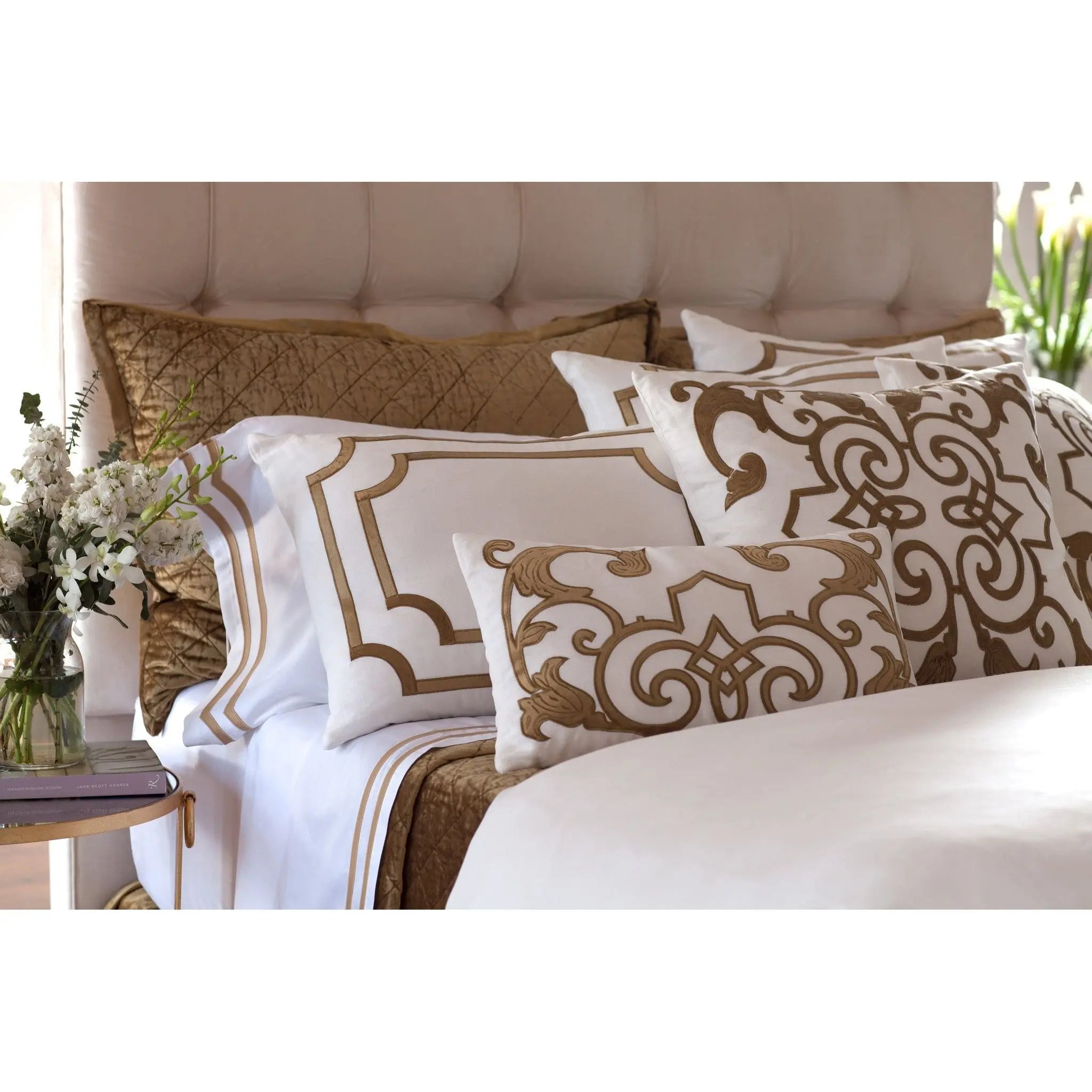 SoHo Standard Pillow with Straw Velvet Trim - Villa Decor Design & Style - 2